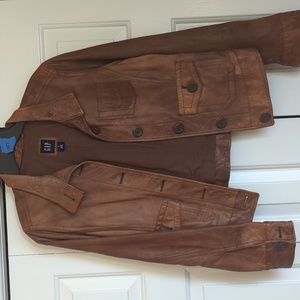 Brown leather jacket